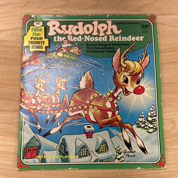 Rudolph the Red Nosed Reindeer Vinyl Record LP - Peter Pan Records 45RPM - Picture 1 of 5